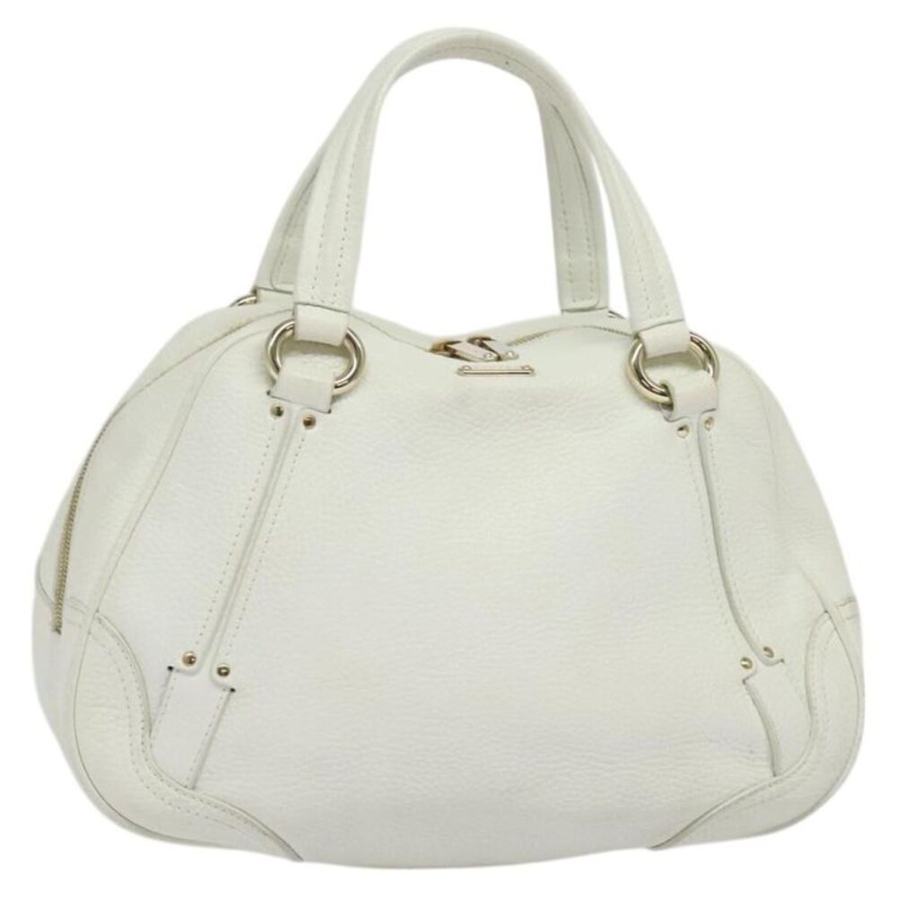 Celine Vintage Leather White Leather Handbag